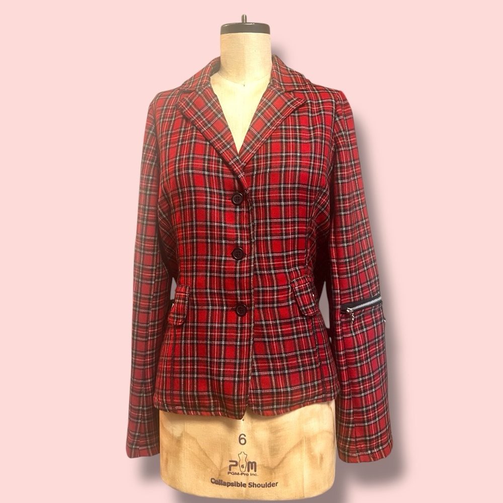 ❗️SOLD❗️TRIPP NYC Y2K Plaid Blazer Punk MallGoth Emo Streetwear Vintage